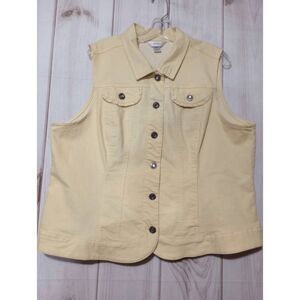 CJ Banks Vest Ladies 1x Yellow Denim Jewelled‎ Western